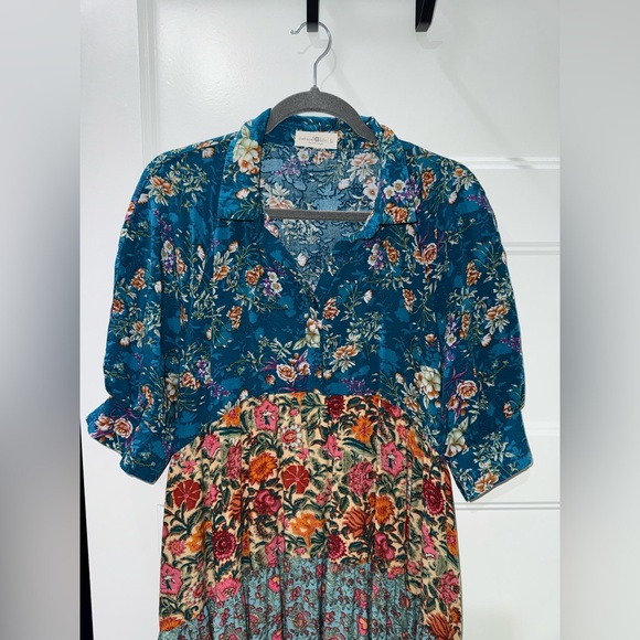 Natural Life Teal Floral Dress - Picture 2 of 6